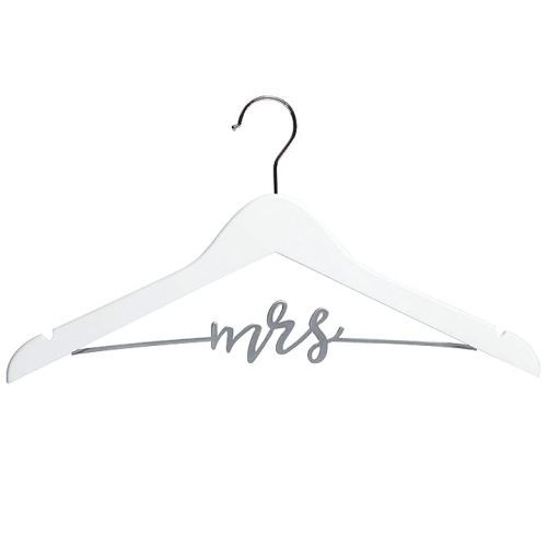 Mrs hanger for wedding dress with silver thread inscribed ‘Mrs’ that will compliment any dress