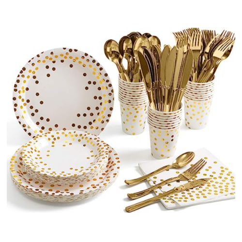 Pink and gold dinnerware set A breathtaking set for 25 guests in a spectacular selection of colors