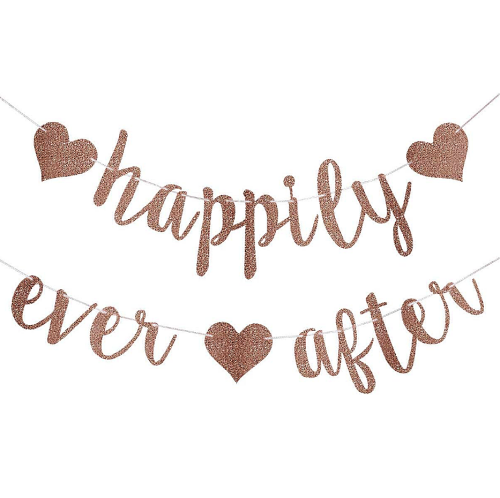 Happily ever after banner for wedding Rose Gold “Happily Ever After” in spectacular design