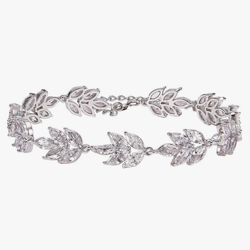 Crystal bridal bracelet Rose Gold or Silver Bride Jewelry in...