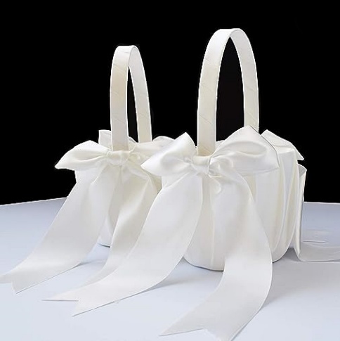 Flower girl basket beach wedding 2 flower girl baskets in a luxurious and especially impressive design with large bow ties