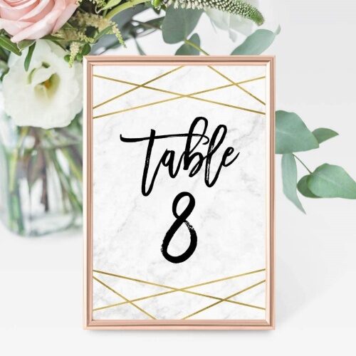 Double-sided wedding table numbers