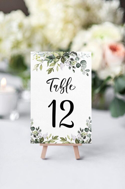 Printed wedding table numbers