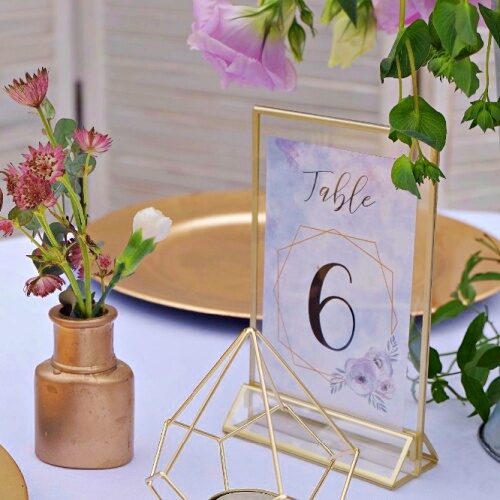 Gold frames for table numbers
