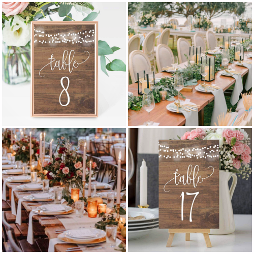 Details about   Wooden Freestanding Wedding Table Numbers Oak Wedding Decor Laser Cut Rustic 