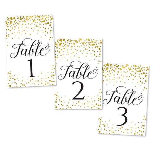Gold table numbers for wedding reception 1-25 in a charming...