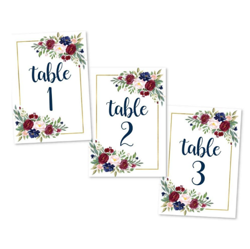 Floral table number cards double sided in a gorgeous floral...