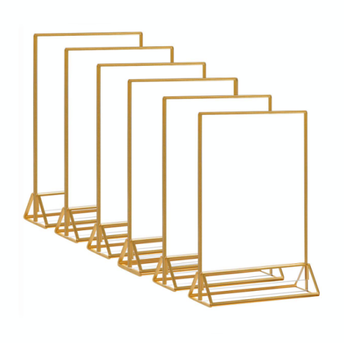 Wedding table numbers gold frame Double sided stands for printed or purchased table numbers or draw on them with markers