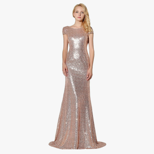 Bridesmaid dresses sequin Rose Gold Women’s Formal Prom Dreeses Sequin