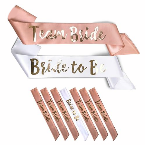 Team bride sashes rose gold Set of 7 including the...