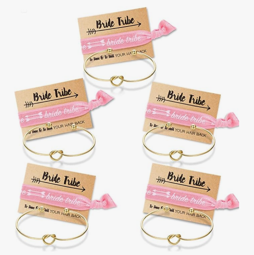 Hen party gifts classy Perfect packs of 5 gold love bracelets and 5 more pink ribbon bracelets