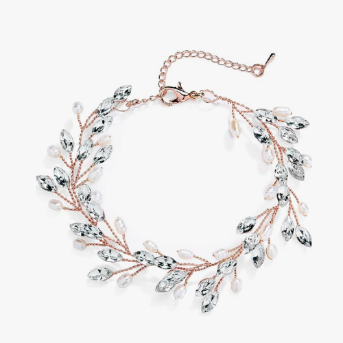 Bridal bracelet rose gold	14k in a unique design with crystals and pearls