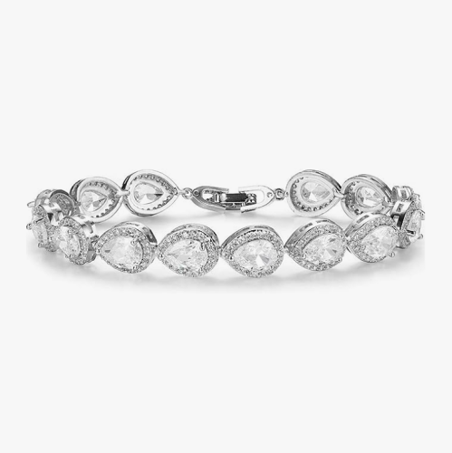 Bridal teardrop bracelet Sparkling Jewel in a Design of Spectacular Crystal Drops in Silver or Gold to