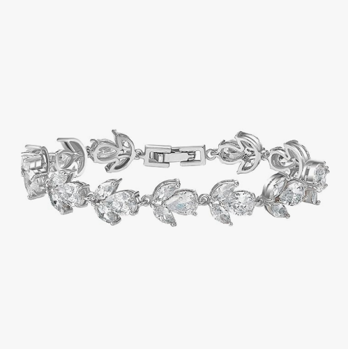 Wedding bracelet for bride in silver or rose gold An...