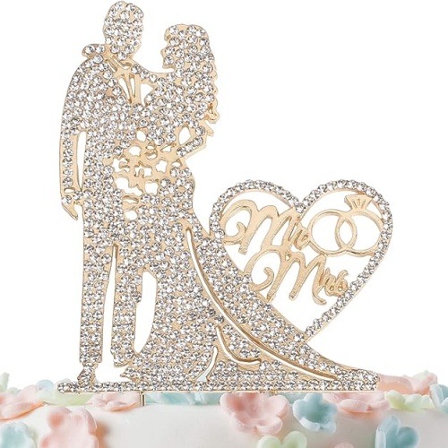 Rhinestone wedding cake topper embedded in stunning crystal stones in...