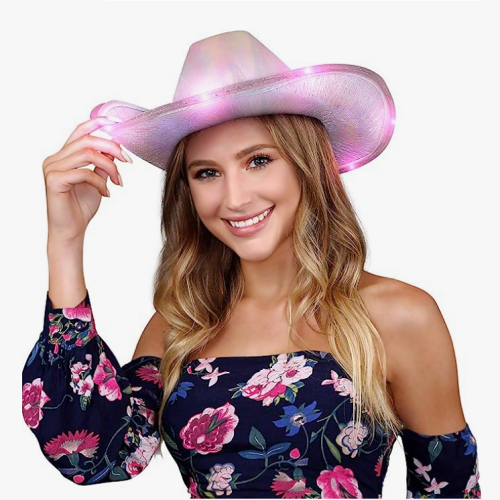 Light Up Cowgirl Hat Pink In A Gorgeous Shiny Flashing Color CUTE & COMFORTABLE