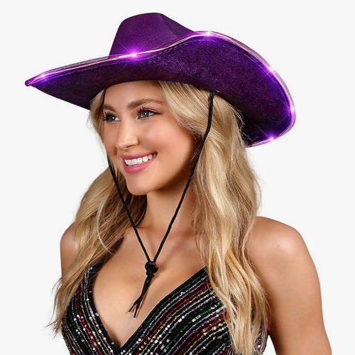 Purple light up cowgirl hat Flashing shiny gorgeous accessory that...