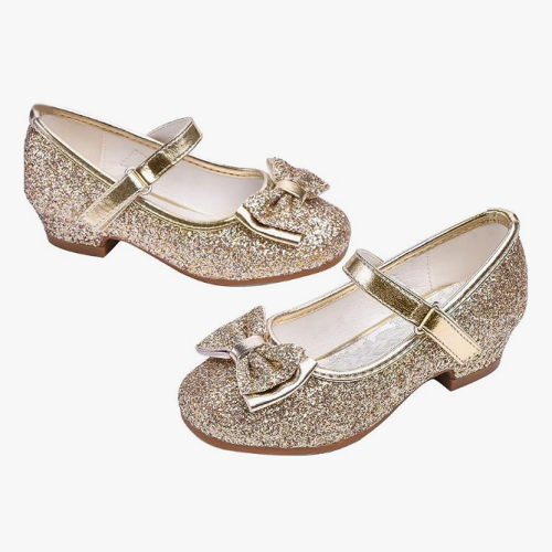 Mary jane glitter shoes girls with an ankle strap and...