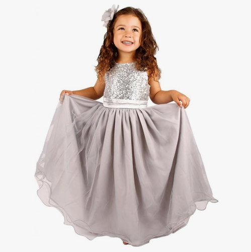 Flower girl dresses sequin tulle in a magical style of princesses and in a charming and winning color. Sizes 2T-12
