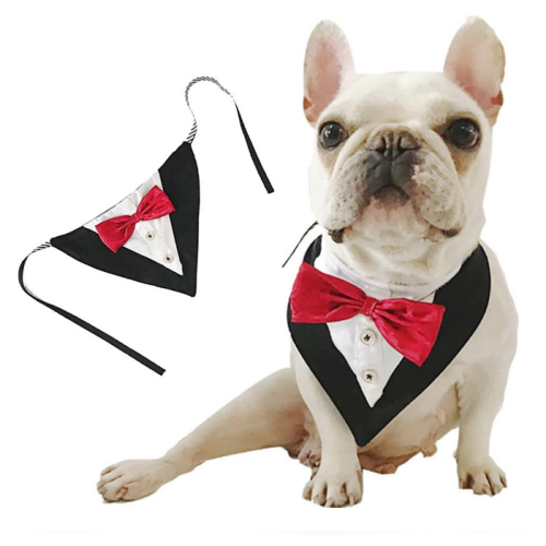 Tuxedo bandana for dogs in Blue or Red An elegant and charming item that will compliment your dog and recieve tons of compliments