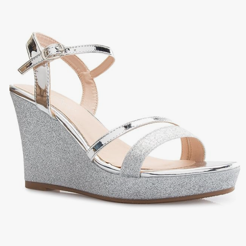 Glitter bridal platform sandals in particularly spectacular gold, silver and...