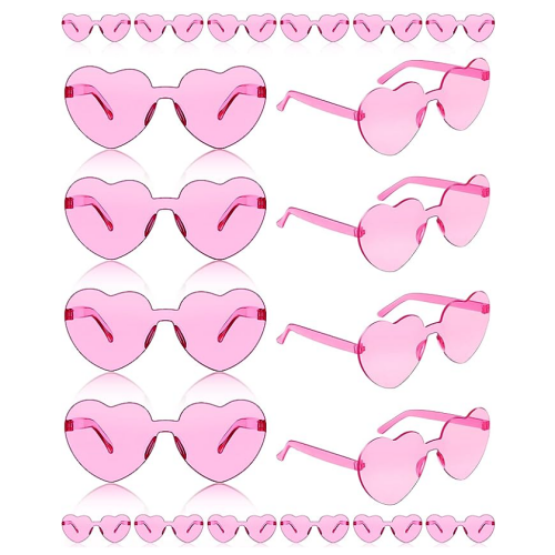 Pink heart shaped sunglasses bulk 20 pairs Transparent Candy Color...