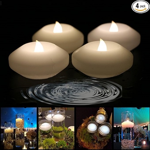 Floating led candle tea lights A must for designing a magical evening in a dreamy and romantic atmosphere! Make your own breathtaking centerpieces- Pack of 3