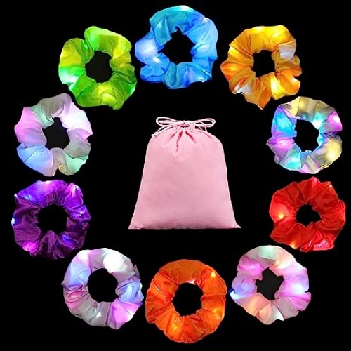 Led light hair scrunchies The most fun and worthwhile gift there is Pleasant velvet scrunchies with flattering colored LED lights