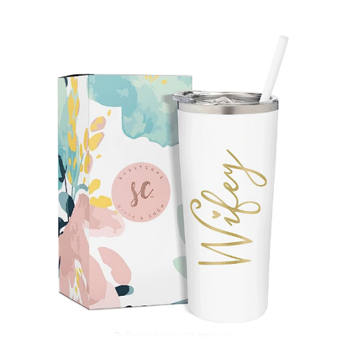 Wifey tumblers The most worthwhile gift that can give the bride to be and make her happy – Professional reusable cup with a built-in straw in a stunning bridal design
