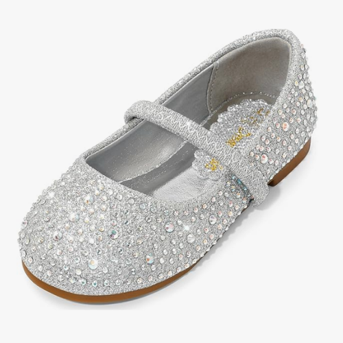 Childrens wedding ballet shoes Magical piece with rhinestones in a...