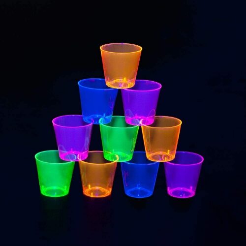 Neon color plastic shot glasses