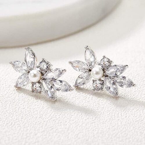Marquise bridal earrings