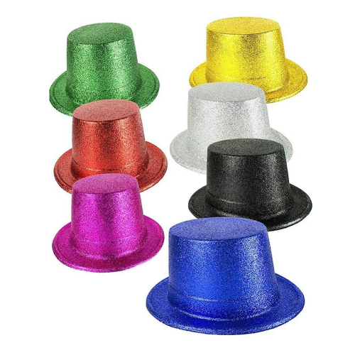 Glitter top hat pack Pack of 12 elegant hats in...