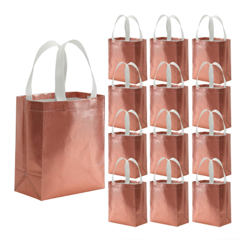 Rose gold gift bags wholesale 40 Pack Reusable Grocery Bags Shopping Tote Bag with Handle Present Bag Gift Bag for Weddings, Birthdays, Party, Event – Rose Gold