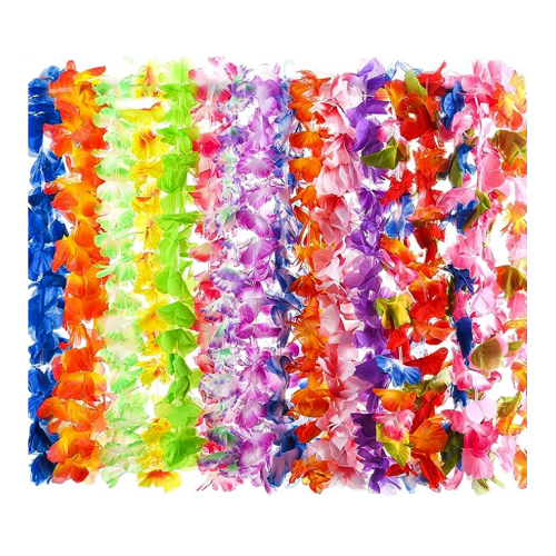 Hawaiian lei flowers buy A huge package of 40 tropical, colorful and stunning flower necklaces to wear around the neck, as a flower crown or as a dreamy bracelet