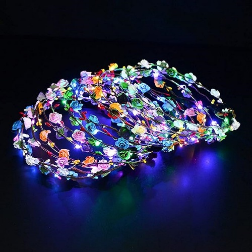 Wedding led flower crown 20 flower Headbands that glow with colorful LED lights – Suitable for children and adults