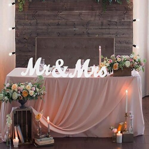 Mr and Mrs letters for wedding Wooden letter set in a selection of romantic pastel colors for the perfect design of the event tables