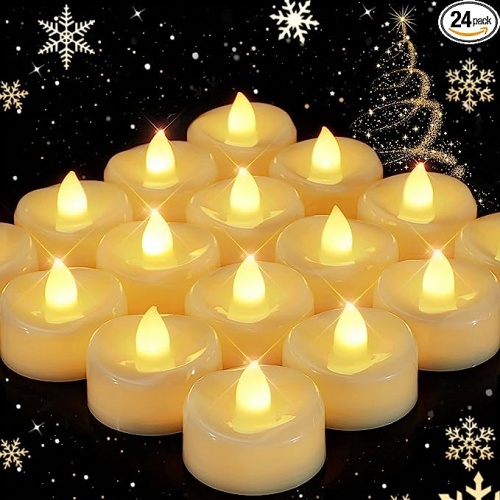 Flameless tea lights bulk An affordable pack of 24 stunning decorative candles that create a magical and romantic atmosphere