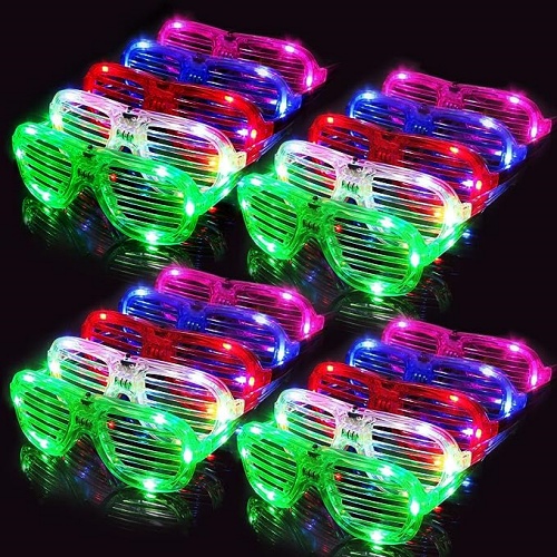Light up glasses for party An affordable package of 28 colorful neon glasses that shine in happy LED lights