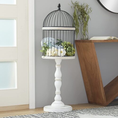 White wooden decorative bird cage