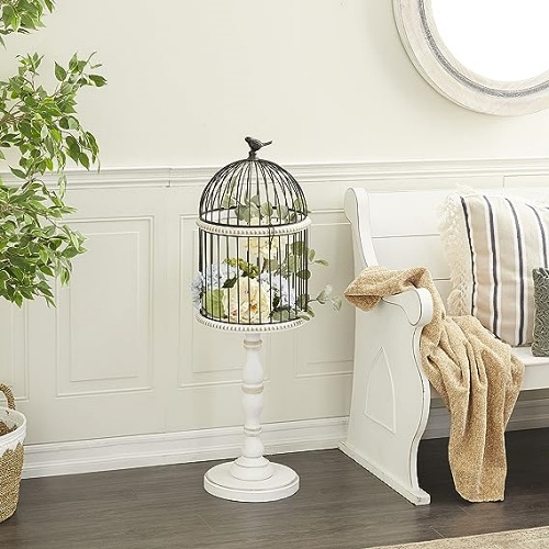 White wooden decorative bird cage for a wedding in a spectacular vintage design – Surprise your guests with your own original design that adds so much