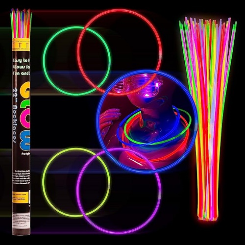 Glow necklaces bulk Huge package of 100 colorful LED necklaces, glowing in the dark + 100 connectors