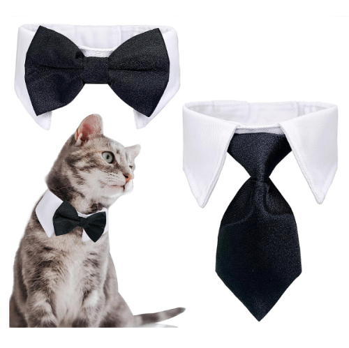 Cat tuxedo collar Stunning white collar in an elegant design with a stunning bow tie – Closure that allows perfect fit