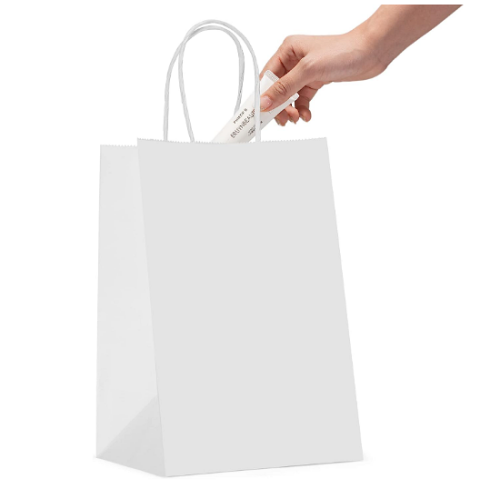White paper gift bags with handles for a wide range of uses in an affordable package of 20 pcs