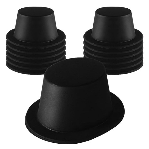 Plastic top hats in bulk Pack of 12 Victorian hats for creating unforgettable event photos and great fun