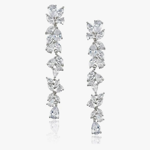 Crystal chandelier earrings for wedding Beautiful fall leaf earrings woven with sparkling crystals in silver plating or rose gold for a breathtaking look