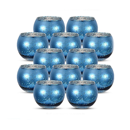 Round glass votive candle holders 12 beautiful holders that spread romantic light and a wonderful ancient atmosphere – A selection of colors including gold and silver