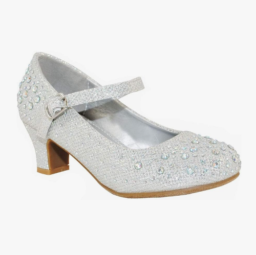 Toddler girl mary jane shoes Low heels with rhinestones and an ankle strap in a variety of perfect colors. Sizes: Toddler 9 – Little Kid 13