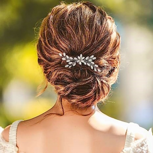 Bride crystal hair pin accessories Stunning flower with twigs intertwined...