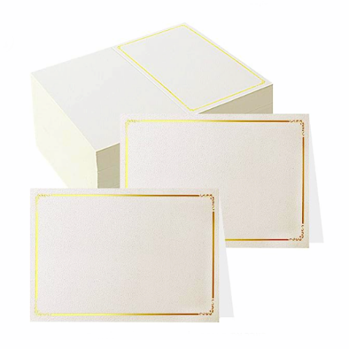 Cheap wedding place cards with a golden foil frame and a unique and refreshing texture – An affordable package of 70 cards